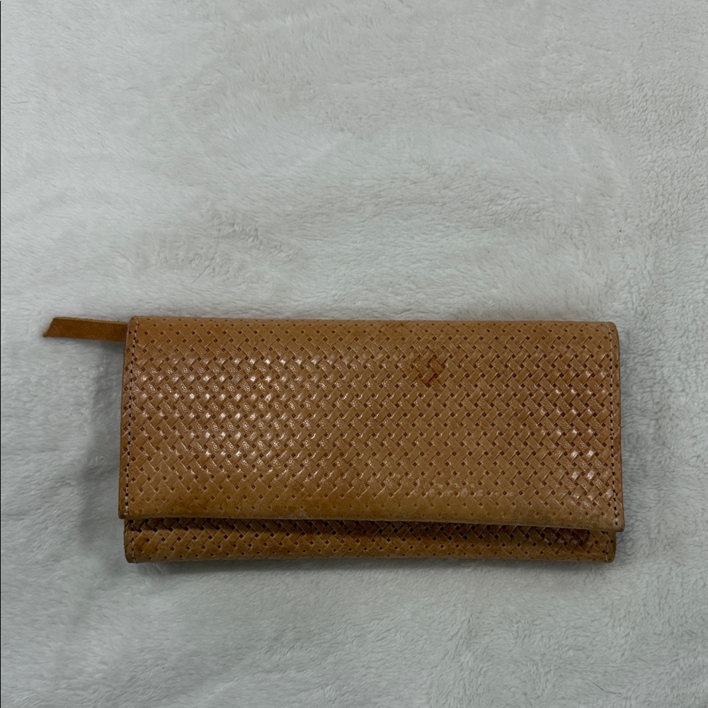 Woven Tan Leather Wallet by Able
